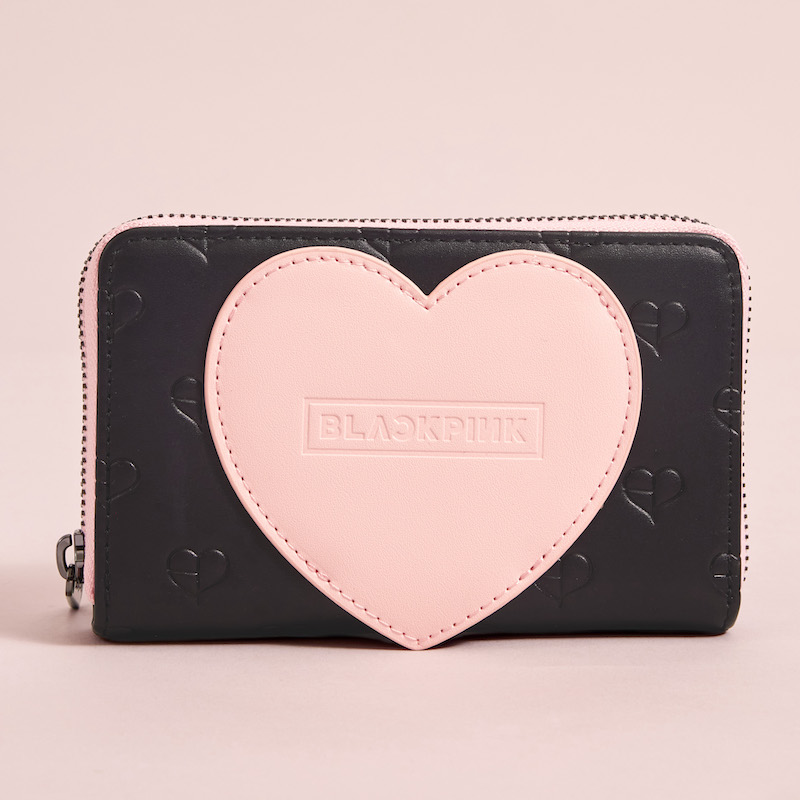Image of our Loungefly BLACKPINK Zip Around Wallet against a pink background
